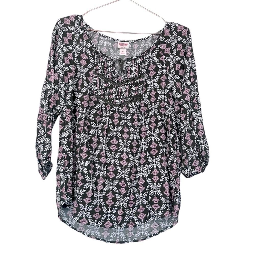 Mossimo Supply Co. Olive Green Tassel Blouse - Size Medium
